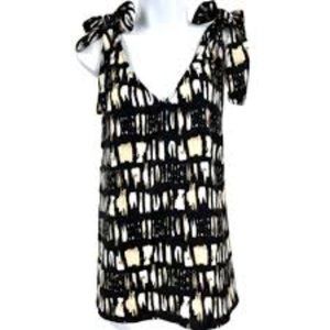 Banana Republic Tie Shoulder Double V-Neck Tank Top Black Medium